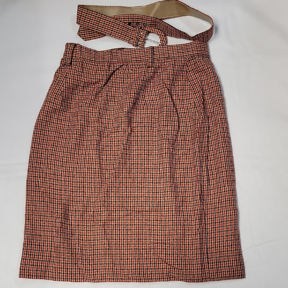 Pappagallo Red and Black Checkered Pencil Skirt